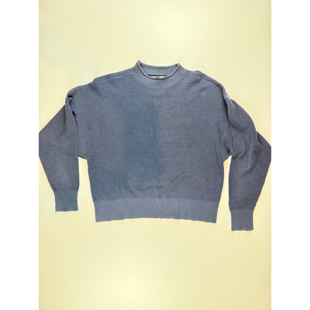 Toad & Co. Blue Mock‎ Neck Knit Sweater Long Sleeve Relaxed Fit Pullover